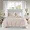 3 Piece Reversible Scalloped Edges Microfiber Quilt Set in Blush